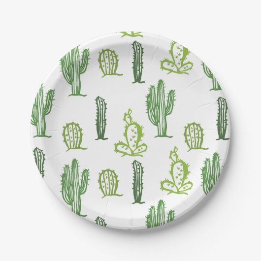Assiettes En Carton Cute Succulent Joli Cactus en papier vert (Devant)