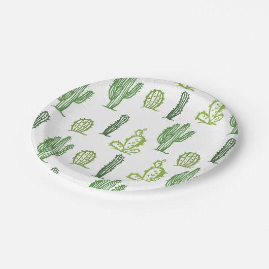 Assiettes En Carton Cute Succulent Joli Cactus en papier vert (Angle)
