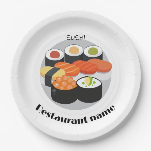 Assiettes En Carton Cute Sushi Japan gradient alimentaire Nom personna (Devant)