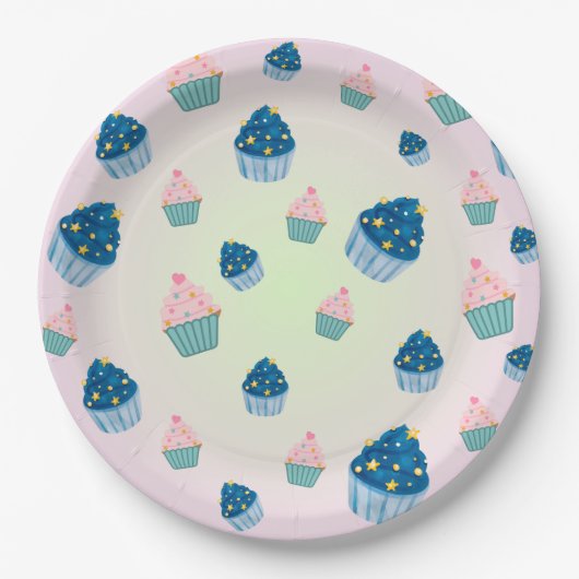 Assiettes En Carton Cute Sweet cupcake & Sprinkle 2e anniversaire fill (Devant)