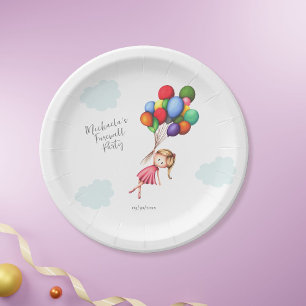 Assiettes En Carton Cute Sweet Girl with Balloons Party Fournitures