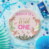 Assiettes En Carton Cute T Rex Dinosaur Fille 1er anniversaire (Fête)