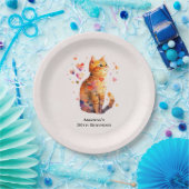 Assiettes En Carton Cute Tabby Chat avec Coeurs Anniversaire (Fête)
