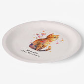 Assiettes En Carton Cute Tabby Chat avec Coeurs Anniversaire (Angle)