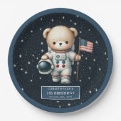 Assiettes En Carton Cute Teddy Bear Astronaut Baby Boy Shoy Party (Devant)