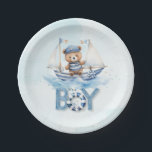 Assiettes En Carton Cute Teddy Bear Nautical Boat Baby shower<br><div class="desc">Achetez cette jolie plaque en papier en peluche nautique,  donnant le ton parfait pour une fête sur le thème nautique. Objets correspondants disponibles en magasin. c) Somerset Fine Paperie par The Happy Cat Studio.</div>