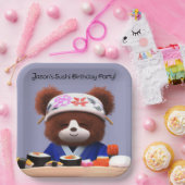 Assiettes En Carton Cute Teddy Bear Sushi Chef Fête d'anniversaire (Fête)