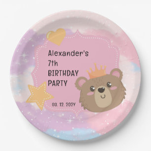 Assiettes En Carton Cute Teddy Kids Custom Birthday Party jetable
