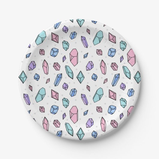 Assiettes En Carton Cute tendance Pastel Gemstones Gems Crystal Motif (Devant)