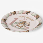 Assiettes En Carton Cute Tiger Wild One Girl 1er Anniversaire Plaque P (Angle)