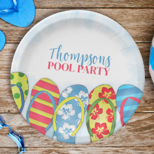 Assiettes En Carton Cute Tropical Summer Flip Flops Piscine Fun