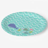 Assiettes En Carton Cute Turquoise Whale & Fishy Paper Plates (Angle)