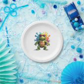 Assiettes En Carton Cute Turtle Wearing Sunglasses Paint Splash Sea An (Fête)