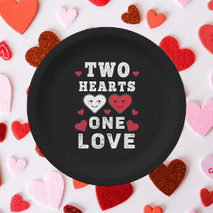 Assiettes En Carton Cute Two Hearts One Love Anniversaire Saint-Valent