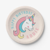 Assiettes En Carton Cute Unicorn customisée conception d'anniversaire (Devant)