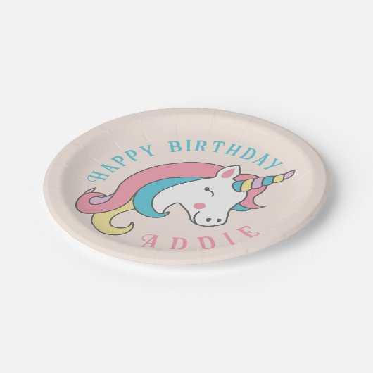 Assiettes En Carton Cute Unicorn customisée conception d'anniversaire (Angle)