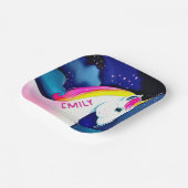 Assiettes En Carton Cute Unicorn Magique Star Fille Nom Anniversaire (Angulaire)