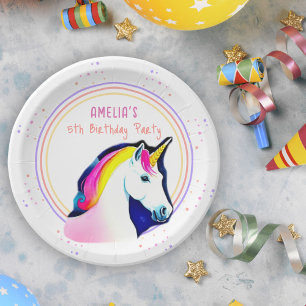 Assiettes En Carton Cute Unicorn Magique Stars Fille Anniversaire