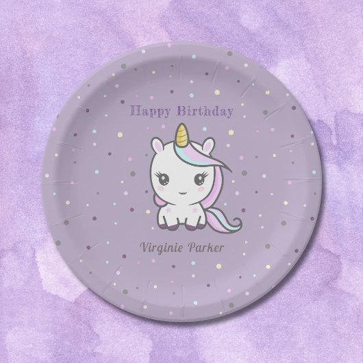 Assiettes En Carton Cute Unicorn Plaques de papier d'anniversaire