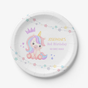 Assiettes En Carton Cute Unicorn Stars Bannière Imaginaire Anniversair