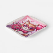 Assiettes En Carton Cute Valentine's day cat/chaton (Angulaire)