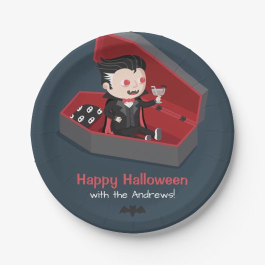 Assiettes En Carton Cute Vampire Boy Halloween Party Fournitures (Devant)