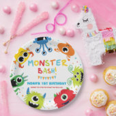 Assiettes En Carton Cute Vibrant Petits Monstres 1ère fête d'anniversa (Fête)