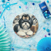 Assiettes En Carton Cute Vintage peinture Shih-Tzu (Fête)
