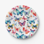 Assiettes En Carton Cute Watercolor Butterflies Pattern (Devant)