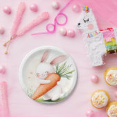 Assiettes En Carton Cute Watercolor Spring Bunny Carrot (Fête)