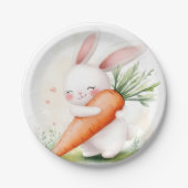 Assiettes En Carton Cute Watercolor Spring Bunny Carrot (Devant)