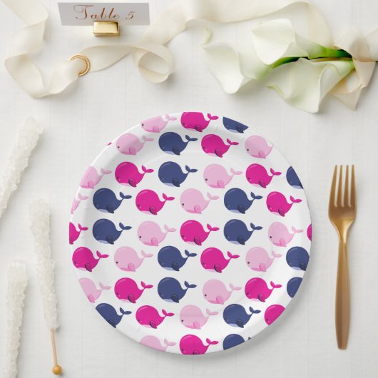 Assiettes En Carton Cute Whales, Pattern of Whales, Sea Animals (Mariage)
