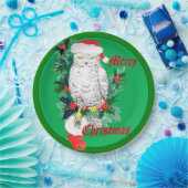 Assiettes En Carton Cute Whimsical Chouette de Noël Stocking conçu (Fête)