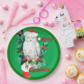Assiettes En Carton Cute Whimsical Chouette de Noël Stocking conçu (Fête)