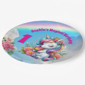 Assiettes En Carton Cute Whimsical Floral Unicorn Girly 1er anniversai (Angle)