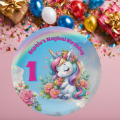 Assiettes En Carton Cute Whimsical Floral Unicorn Girly 1er anniversai