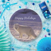 Assiettes En Carton Cute White Arctic Fox neige hiver Photographie (Fête)