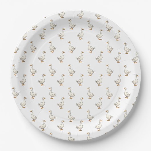 Assiettes En Carton Cute White Goose Pattern (Devant)