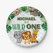 Assiettes En Carton Cute Wild One Jungle Safari Animaux premier annive (Devant)