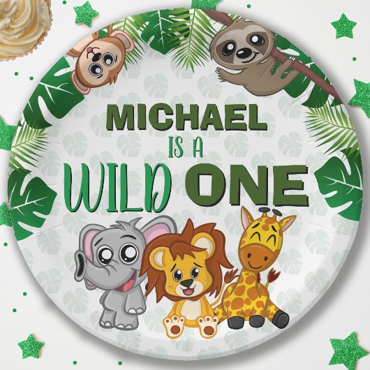 Assiettes En Carton Cute Wild One Jungle Safari Animaux premier annive