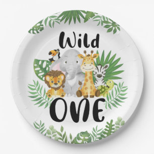 Assiettes En Carton Cute Wild One Safari Animaux 1er anniversaire