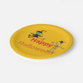 Assiettes En Carton Cute Witch and Skeleton Halloween Fun (Angle)