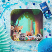 Assiettes En Carton Cute Woodland amis renard skunk raccoon cerf (Fête)