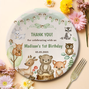 Assiettes En Carton Cute Woodland Animaux 1er Anniversaire Party Papie