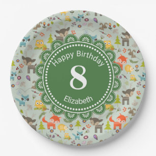 Assiettes En Carton Cute Woodland Créatures Motif animal Anniversaire