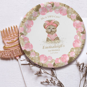 Assiettes En Carton Cute Yorkie Deux mignonnes Balloon fête d'annivers