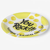Assiettes En Carton Cute You Rock Jaune Et Noir Typographie Moderne (Angle)
