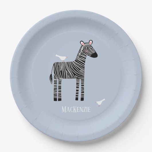Assiettes En Carton Cute Zebra Blue Boy Party (Devant)