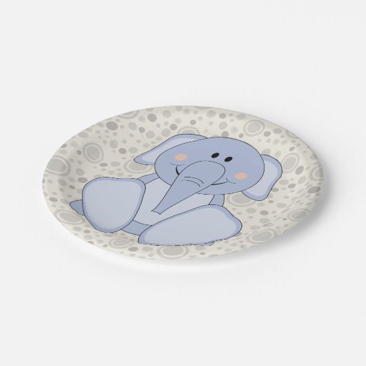 Assiettes En Carton Cutelyn Baby Blue Elephant (Angle)