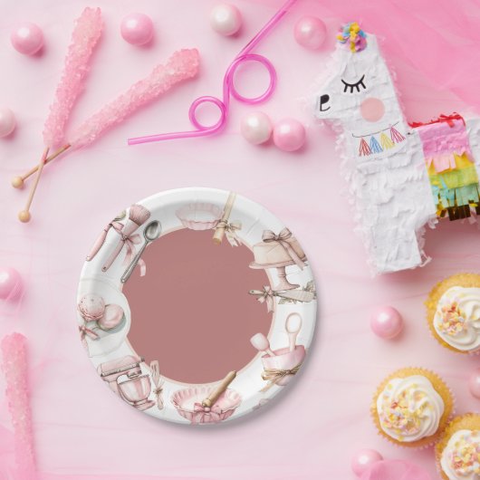Assiettes En Carton Cutie Pie | Baby shower fille rose aquarelle (Fête)